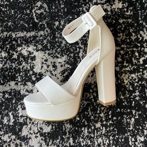 White Chunky Platform Heels